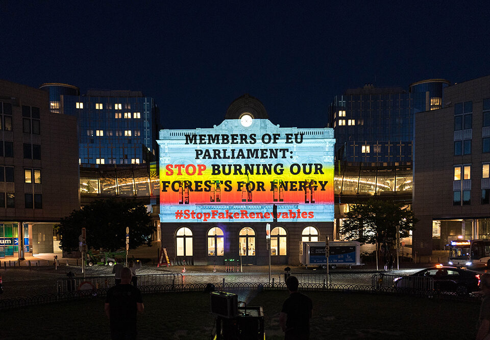 Wake-up call for European Parliament by light show