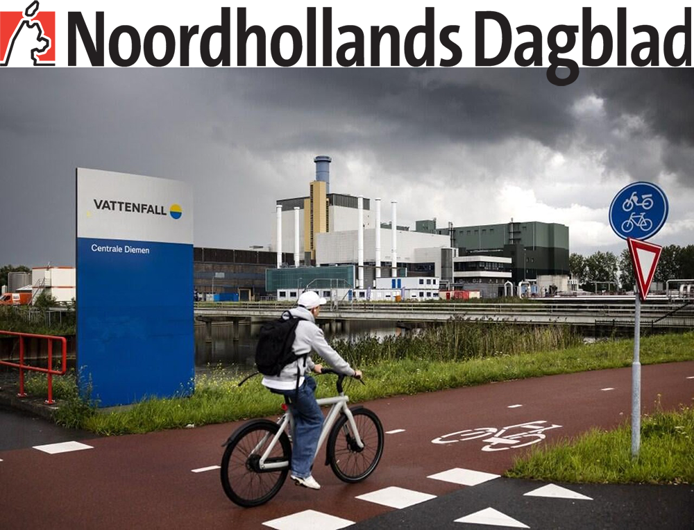 Noordhollands Dagblad artikel van 18 september 2023: Vattenfall zoekt alternatief voor biomassacentrale in Muiden